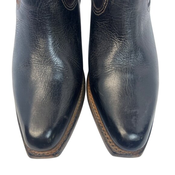 Bed|Stu Women's Crane Western Leather Ankle Boot, Black Teak Rustic Rust - Picture 12 of 12